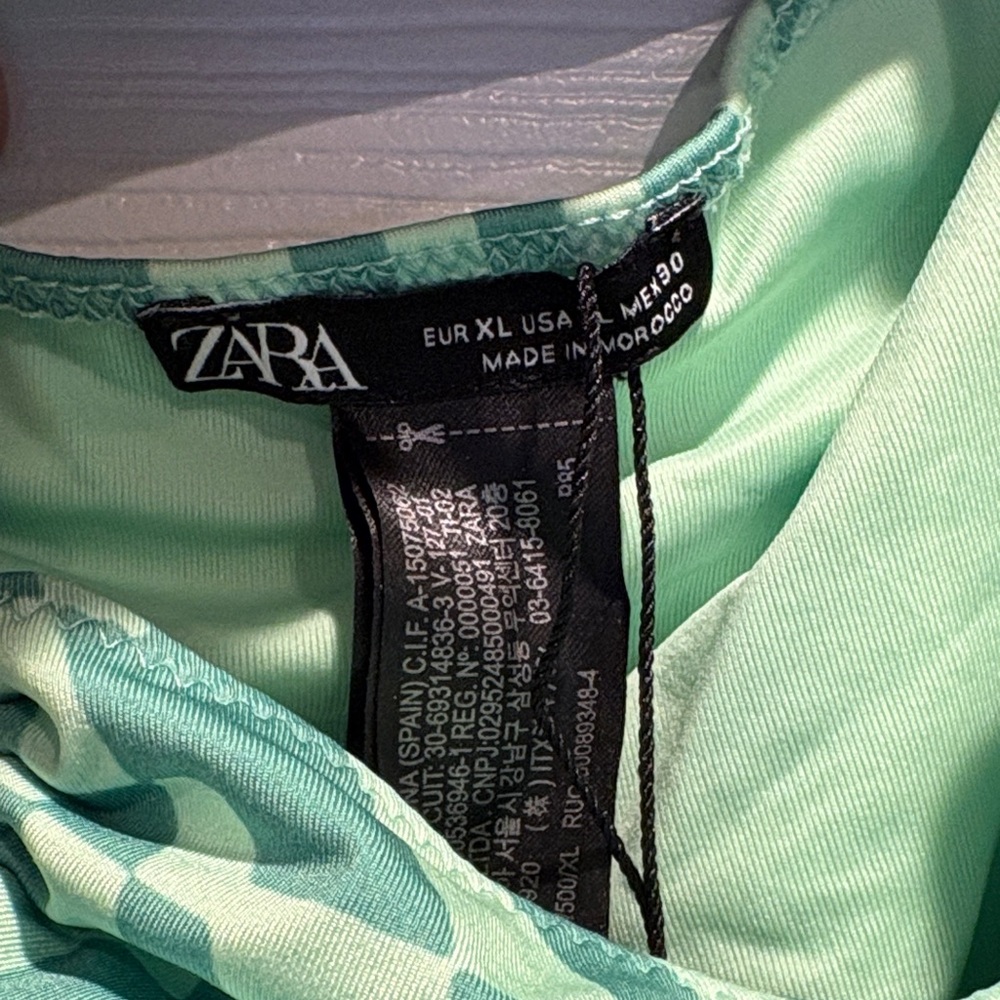 Zara Green Checkered One Piece Swimsuit - Picture 2 of 4